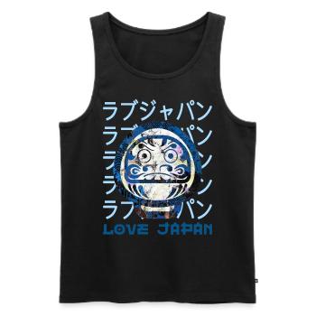 Daruma Japonais Symbole Chanceux Mot Kanji Love - Débardeur bio Premium Homme - noir - Devant - AI Model Male 178 light (178cm)