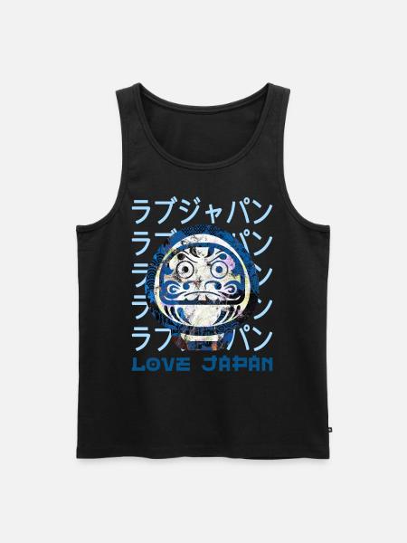 Daruma Japanese Lucky Symbol Word Kanji Love - Men's Premium Organic Tank Top - black