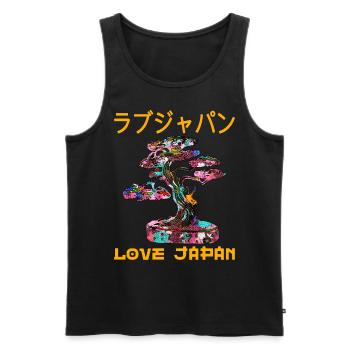 Bonsaï Japonais Zen Jardin Symbole Kanji Amour - Débardeur bio Premium Homme - noir - Devant - Michal (187cm)
