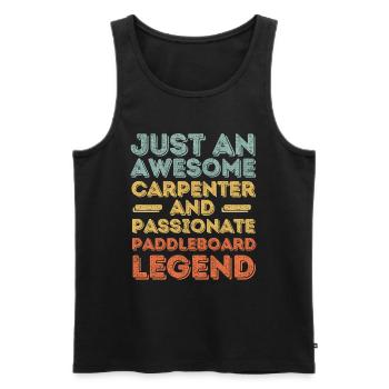 Zimmermann Paddleboard retro - Männer Premium Bio Tank Top - Schwarz - Vorne - AI Model Male 178 light (178cm)