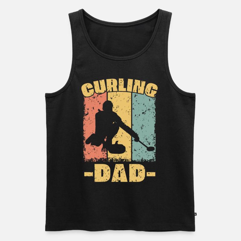 Curling Papa retro - Männer Premium Bio Tank Top - Schwarz