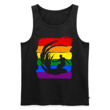 Surfen LGBT Pride - Männer Premium Bio Tank Top - Schwarz - Vorne - Michal (187cm)