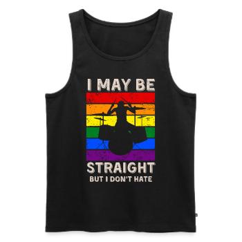 Tambouriner les droits LGBT - Débardeur bio Premium Homme - noir - Devant - AI Model Male 178 light (178cm)