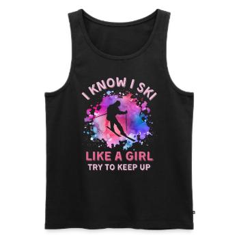 Frauen Ski Mädchen - Männer Premium Bio Tank Top - Schwarz - Vorne - AI Model Male 178 light (178cm)
