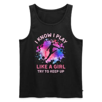Frauen Fußball Mädchen - Männer Premium Bio Tank Top - Schwarz - Vorne - Michal (187cm)