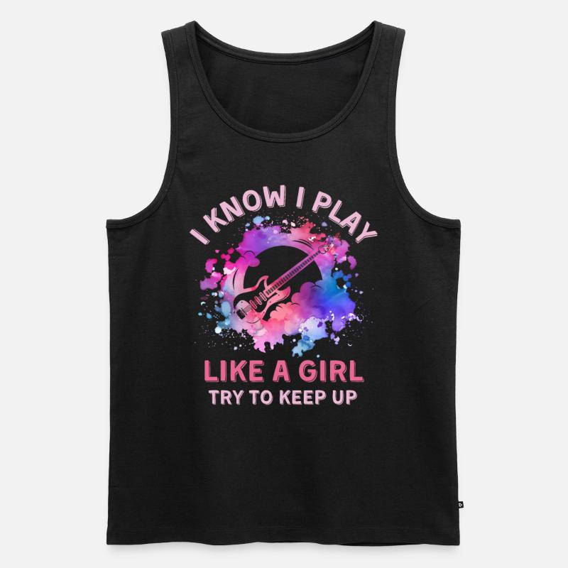 Frauen Gitarre Mädchen - Männer Premium Bio Tank Top - Schwarz