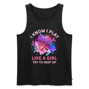 Femmes Squash Fille - Débardeur bio Premium Homme - noir - Devant - Michal (187cm)