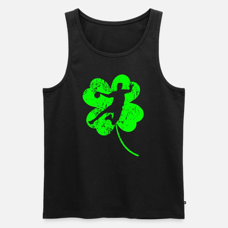 Handball St. Patrick's Day Kleeblatt - Männer Premium Bio Tank Top - Schwarz