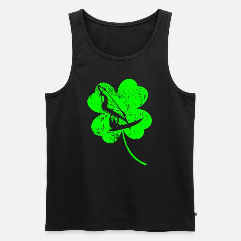 Windsurfen St. Patrick's Day Kleeblatt - Männer Premium Bio Tank Top - Schwarz