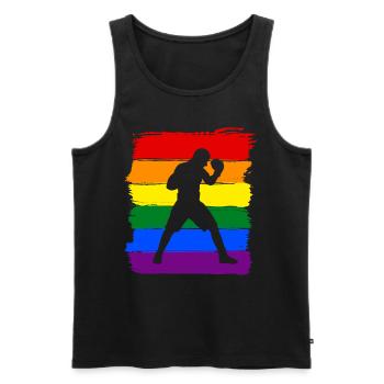 Boxe LGBT Pride - Débardeur bio Premium Homme - noir - Devant - AI Model Male 178 light (178cm)