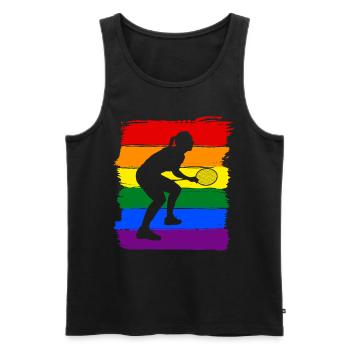 Femmes Badminton LGBT - Débardeur bio Premium Homme - noir - Devant - Michal (187cm)