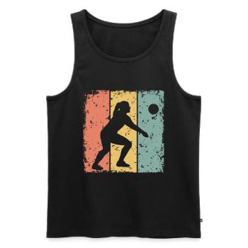 Volleyball féminin rétro - Débardeur bio Premium Homme - noir - Devant - Michal (187cm)