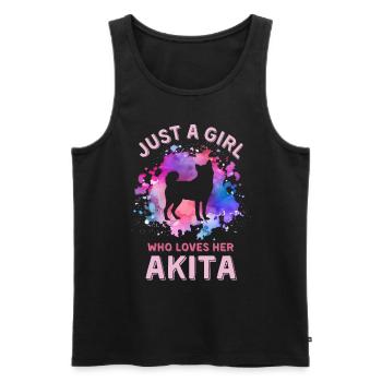 Nur ein Mädchen, das ihren Akita liebt - Männer Premium Bio Tank Top - Schwarz - Vorne - Michal (187cm)