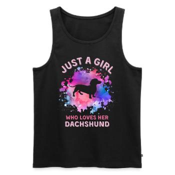 Nur ein Mädchen, das ihren Dackel liebt - Männer Premium Bio Tank Top - Schwarz - Vorne - AI Model Male 178 light (178cm)
