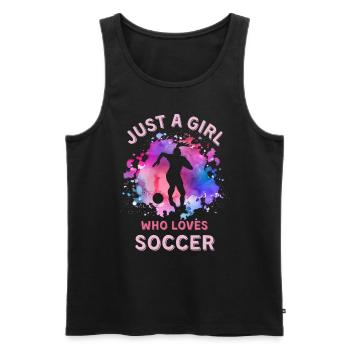 Frauen Fußball Mädchen - Männer Premium Bio Tank Top - Schwarz - Vorne - Michal (187cm)