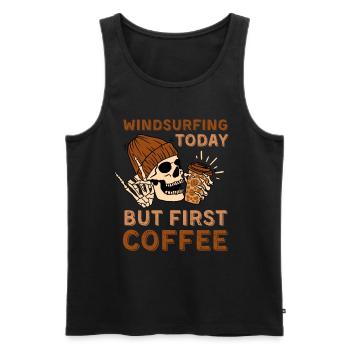 Coffee Windsurfing skeleton - Men's Premium Organic Tank Top - black - Front - Michal (187cm)