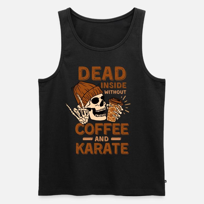 Kaffee Karate Skelett - Männer Premium Bio Tank Top - Schwarz
