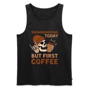 Coffee Snowboarding skeleton - Men's Premium Organic Tank Top - black - Front - AI Model Male 178 light (178cm)