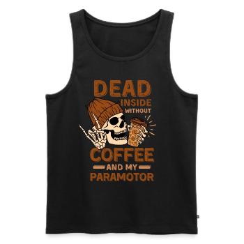 Café Squelette paramoteur - Débardeur bio Premium Homme - noir - Devant - AI Model Male 178 light (178cm)