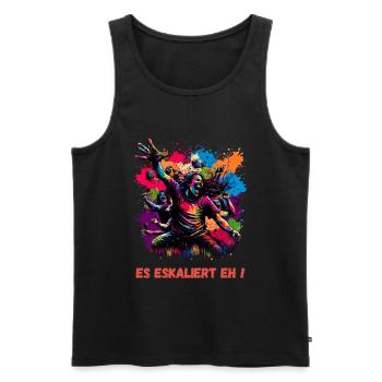 Lustiges T-Shirt für Festival, Party, feiern, Spaß - Männer Premium Bio Tank Top - Schwarz - Vorne - Michal (187cm)