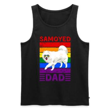 Samoyed Dad LGBTQ - Men's Premium Organic Tank Top - black - Front - Michal (187cm)