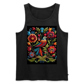 Oiseaux et fleurs - Débardeur bio Premium Homme - noir - Devant - Michal (187cm)
