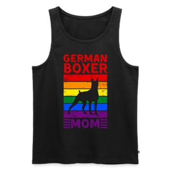 Drapeau arc-en-ciel LGBTQ de la boxeuse allemande - Débardeur bio Premium Homme - noir - Devant - AI Model Male 178 light (178cm)