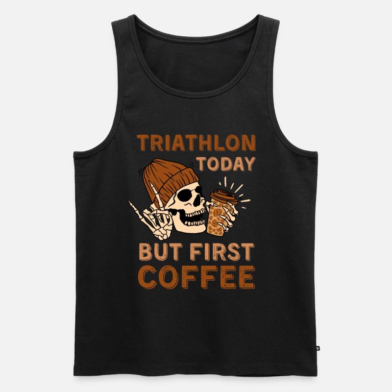 Kaffee Triathlon Skelett - Männer Premium Bio Tank Top - Schwarz