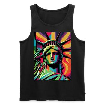 Colorful Liberty Statue - Men's Premium Organic Tank Top - black - Front - AI Model Male 178 light (178cm)