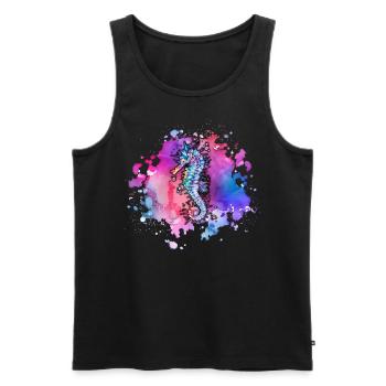 Seepferdchen-Tag des Ozeans - Männer Premium Bio Tank Top - Schwarz - Vorne - AI Model Male 178 light (178cm)