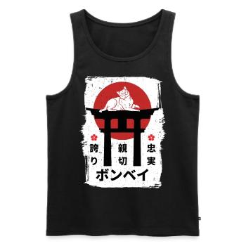 Bombay cat Japon kanji - Débardeur bio Premium Homme - noir - Devant - AI Model Male 178 light (178cm)