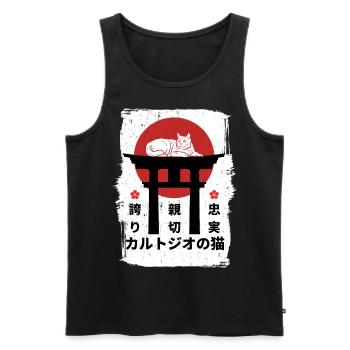 Chartreux cat Japan kanji - Men's Premium Organic Tank Top - black - Front - AI Model Male 178 light (178cm)