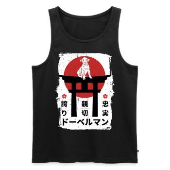 Dobermann Hund Japan Kanji - Männer Premium Bio Tank Top - Schwarz - Vorne - AI Model Male 178 light (178cm)