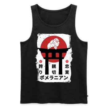 Pommerscher Hund Japan Kanji - Männer Premium Bio Tank Top - Schwarz - Vorne - Michal (187cm)