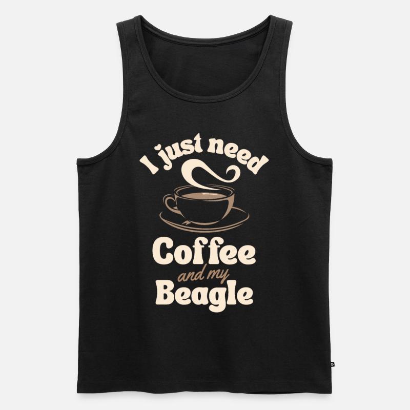 Kaffee Beagle Liebhaber - Männer Premium Bio Tank Top - Schwarz