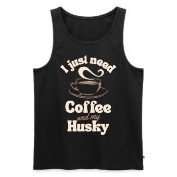 Coffee Husky lover - Men's Premium Organic Tank Top - black - Front - AI Model Male 178 light (178cm)
