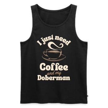 Amateur de café Doberman - Débardeur bio Premium Homme - noir - Devant - Michal (187cm)