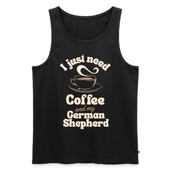 Coffee German-shepherd lover - Men's Premium Organic Tank Top - black - Front - AI Model Male 178 light (178cm)