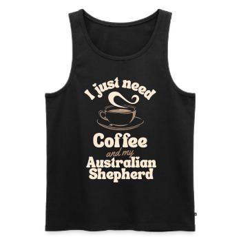 Coffee Australian-shepherd lover - Men's Premium Organic Tank Top - black - Front - AI Model Male 178 light (178cm)