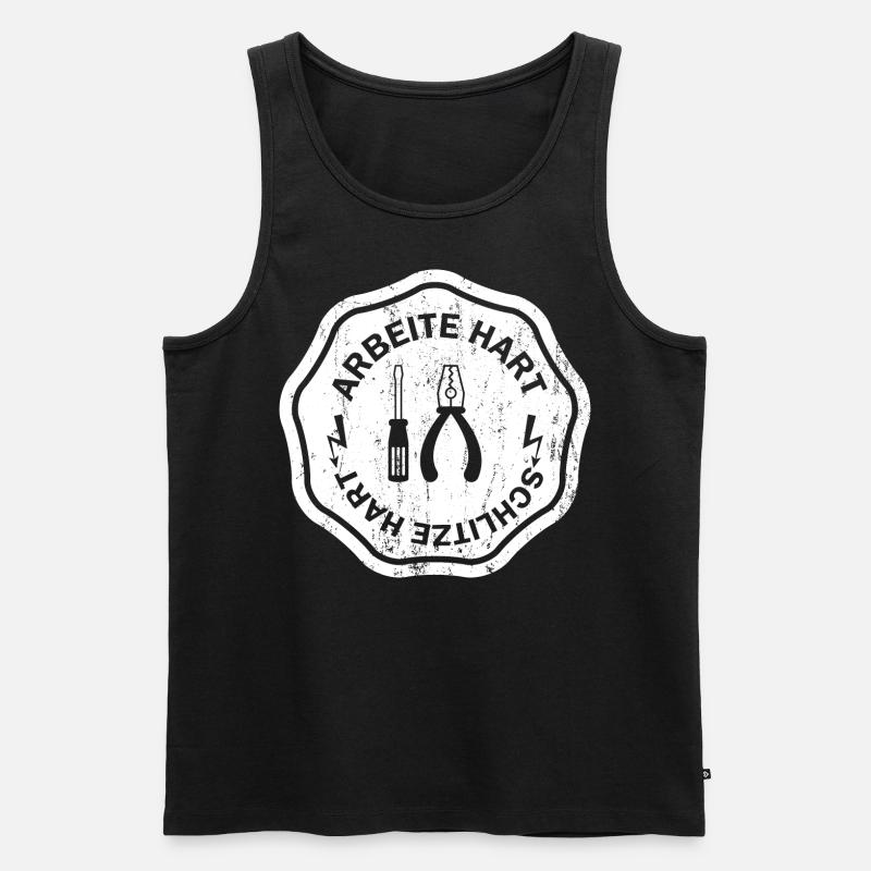 ARBEITE HART SCHLITZE HART - Männer Premium Bio Tank Top - Schwarz