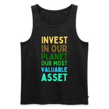 Zitat zum Schutz unserer Erde - Männer Premium Bio Tank Top - Schwarz - Vorne - Michal (187cm)