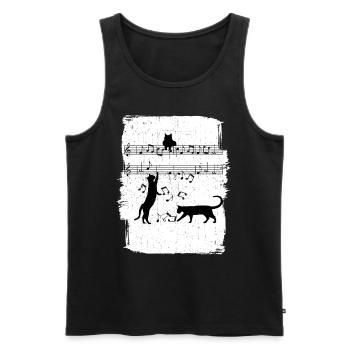 Cat Music Notes - Men's Premium Organic Tank Top - black - Front - AI Model Male 178 light (178cm)