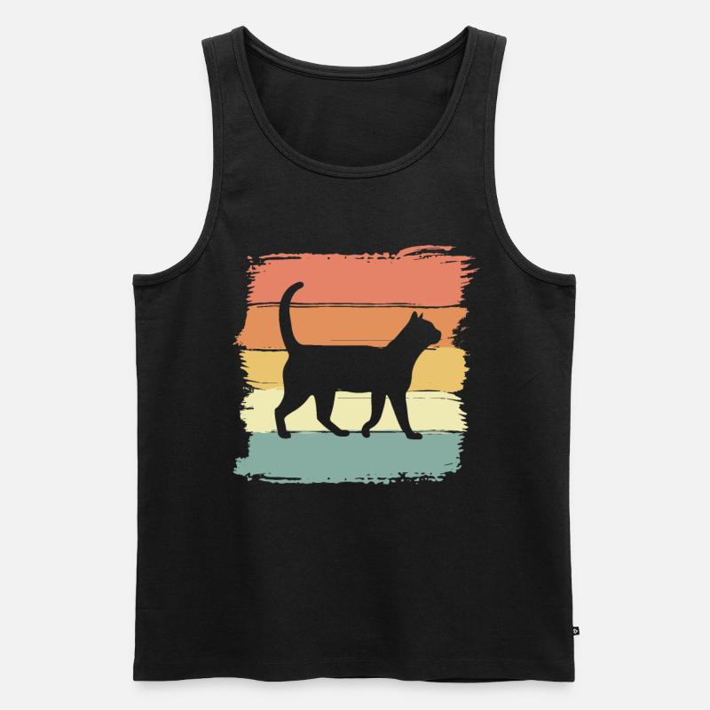 Katze retro - Männer Premium Bio Tank Top - Schwarz