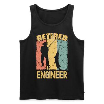 Fishing retired engineer - Men's Premium Organic Tank Top - black - Front - AI Model Male 178 light (178cm)
