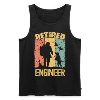 Hunting retired engineer - Men's Premium Organic Tank Top - black - Front - AI Model Male 178 light (178cm)