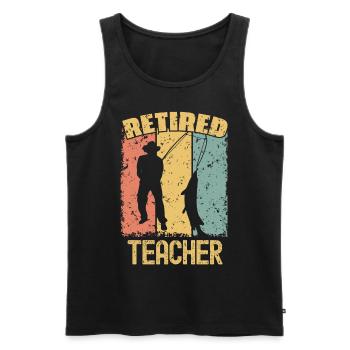 Pêcheur enseignant à la retraite - Débardeur bio Premium Homme - noir - Devant - Michal (187cm)