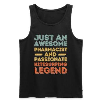 Pharmacien Kitesurf légende rétro - Débardeur bio Premium Homme - noir - Devant - Michal (187cm)