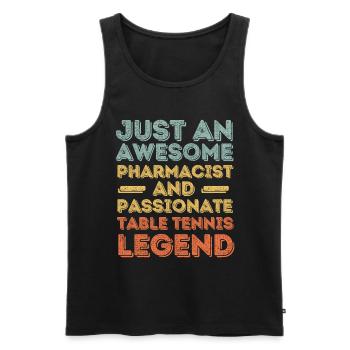 Pharmacien Légende du tennis de table rétro - Débardeur bio Premium Homme - noir - Devant - Michal (187cm)