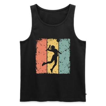 Volleyball féminin rétro - Débardeur bio Premium Homme - noir - Devant - Michal (187cm)
