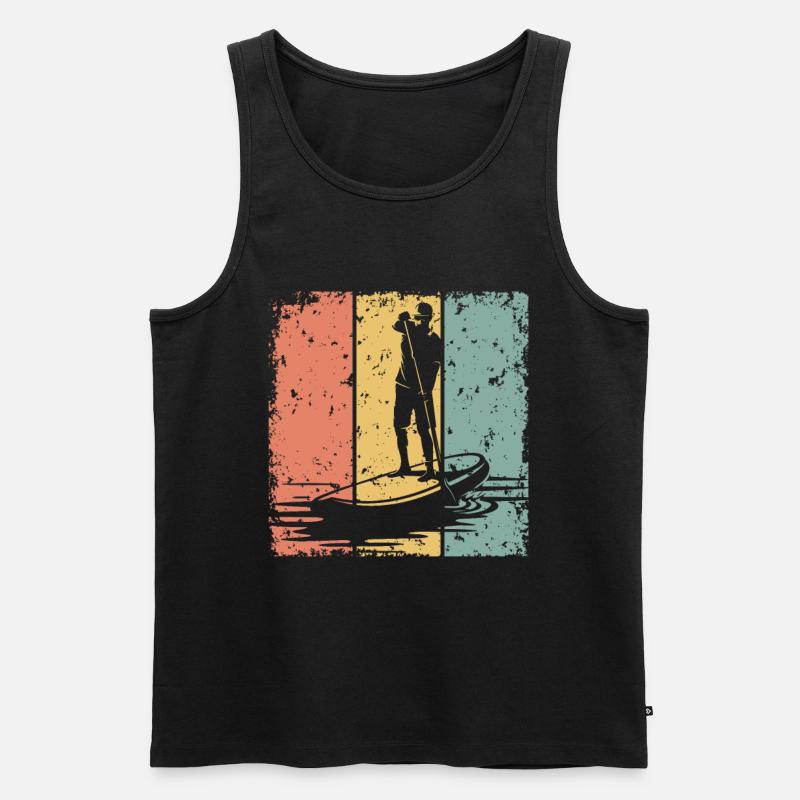 Paddleboard Retro - Männer Premium Bio Tank Top - Schwarz